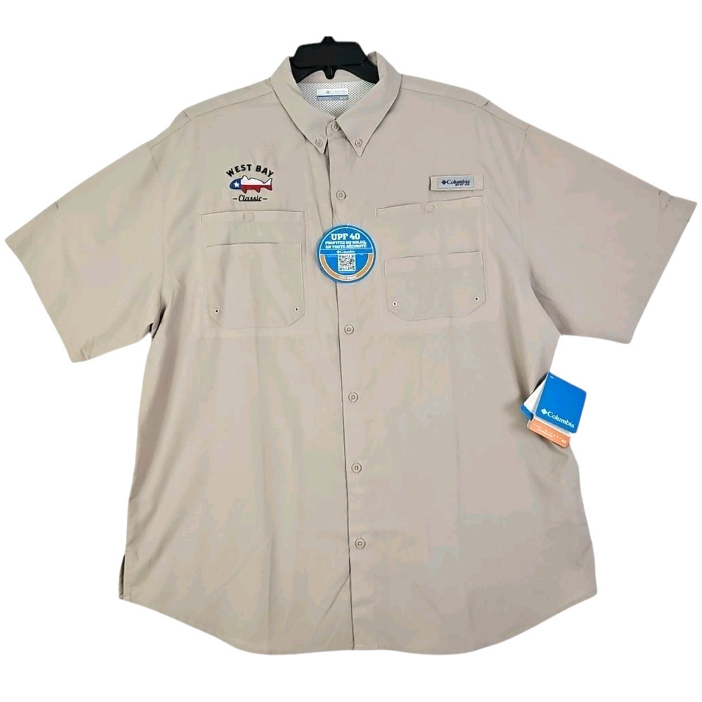 Columbia sportswear Company ~Men's Size XL/TG~ Beige Button-Up Shirt NWT.
